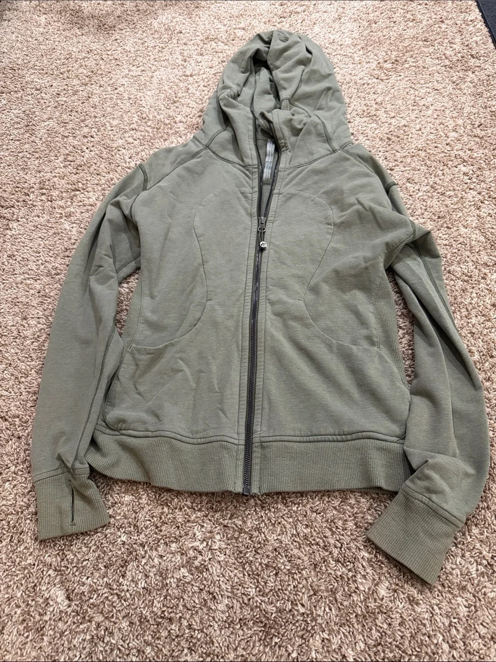 Lululemon Lightweight Scuba Olive Green Zip-Up Hoodie